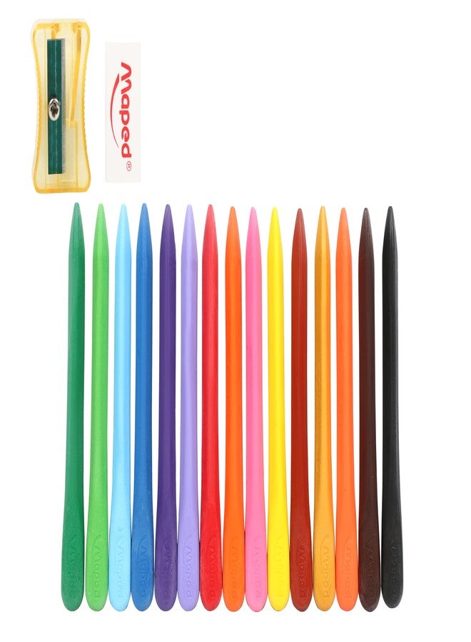 MAPED Colouring Kit Set of 3|15 Erasable Plastic Crayons + 12Jumbo Wax Crayons + 15 Oil Pastels|Mega Coloring Combo|Gift pack for Kids-Ideal birthday, return gift, or festive gift option - Image 4